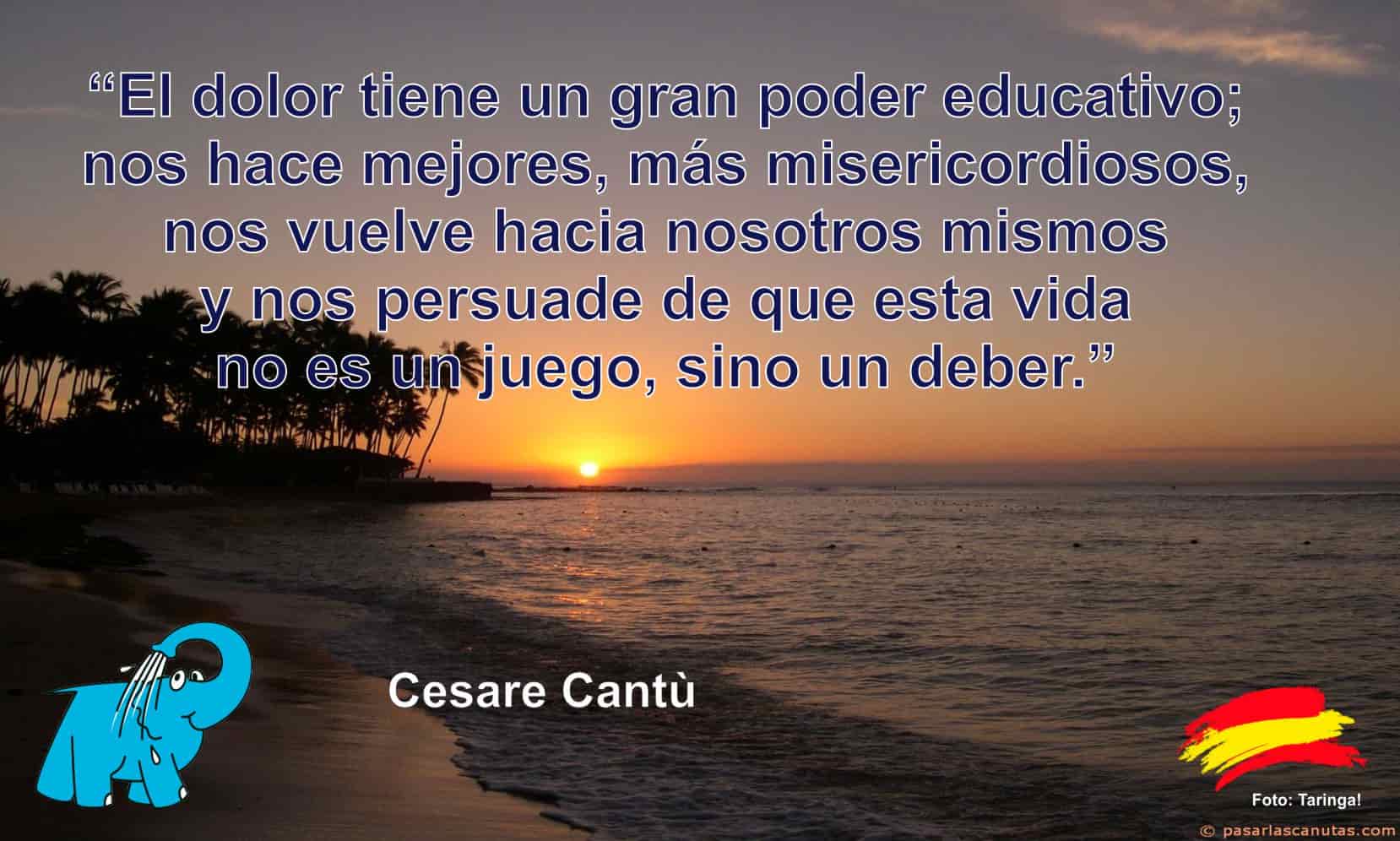 El dolor tiene un gran poder educativo; nos hace mejores, más misericordiosos, nos vuelve hacia nosotros mismos y nos persuade de que esta vida no es un juego, sino un deber.